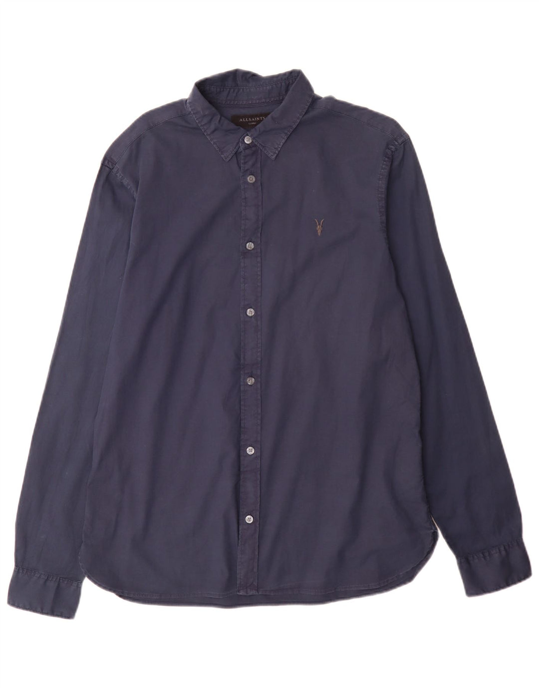 All Saints Chemise Regular Fit Large Bleu Marine Coton Homme