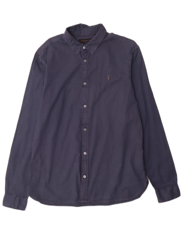 All Saints Chemise Regular Fit Large Bleu Marine Coton Homme