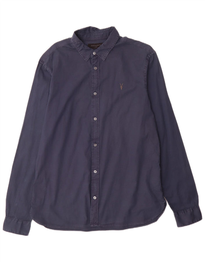 All Saints Chemise Regular Fit Large Bleu Marine Coton Homme