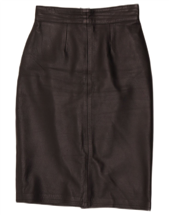 jupe en cuir femme vintage W24 XS Noir