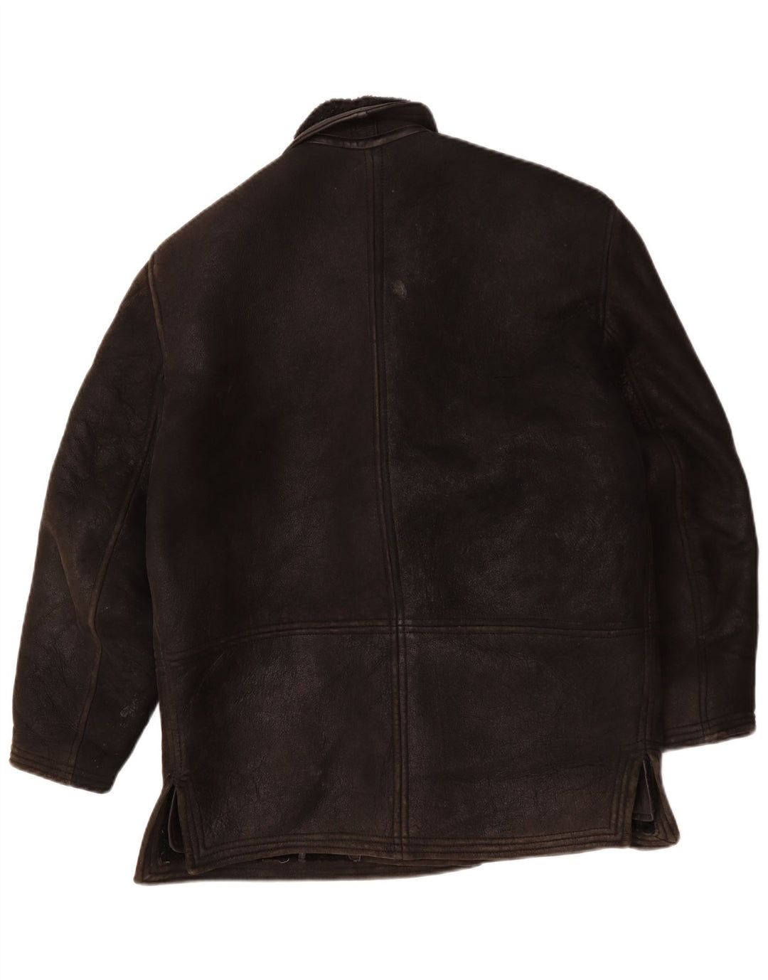 veste en peau de mouton homme vintage UK 40 Grand Noir