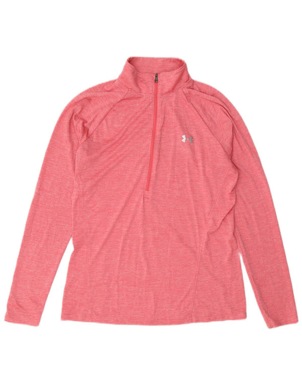 Under Armour Haut à col zippé et manches longues pour femme UK 16 Large Rose