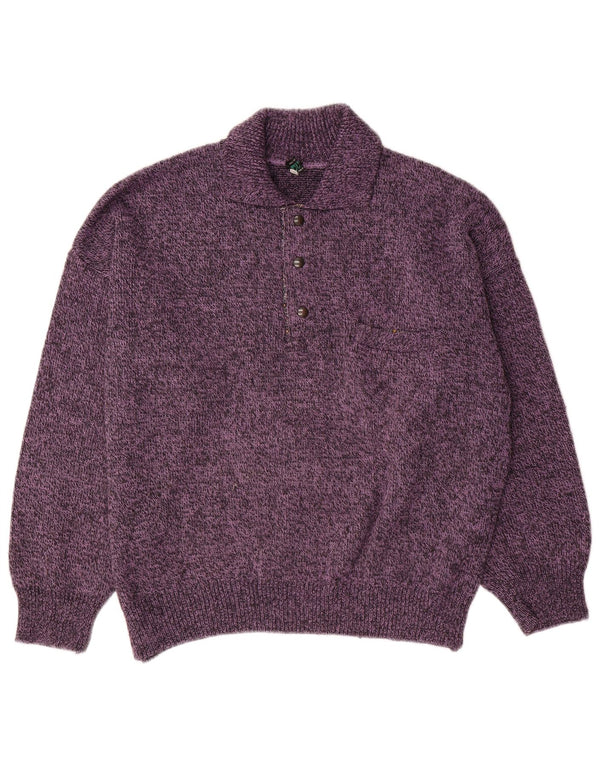 Vintage Mens Polo Neck Jumper Sweater XL Purple Flecked