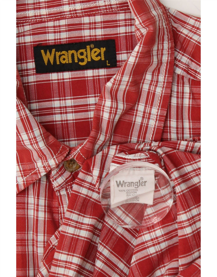 WRANGLER Chemise à manches courtes pour homme en coton à grands carreaux rouges