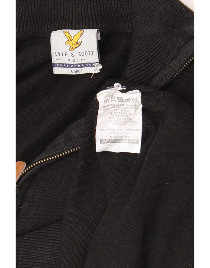 Lyle & Scott Pull à col zippé pour homme Grand coton noir