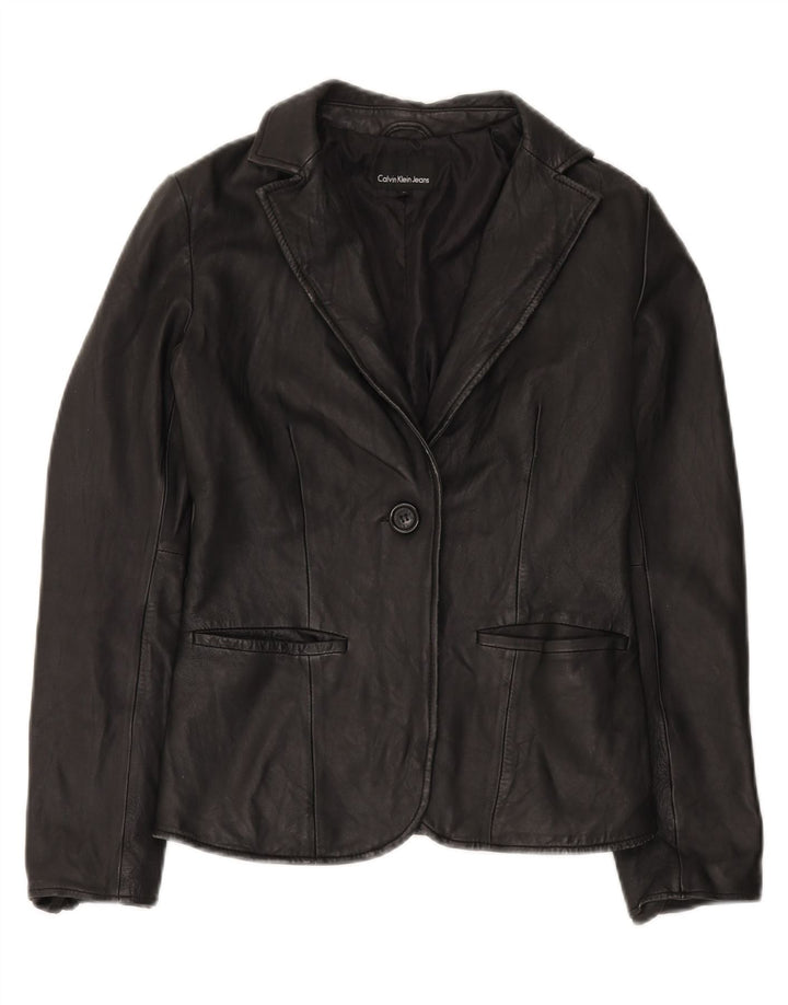 Calvin Klein Jeans Veste blazer à 1 bouton pour femme UK 10 Petit Noir