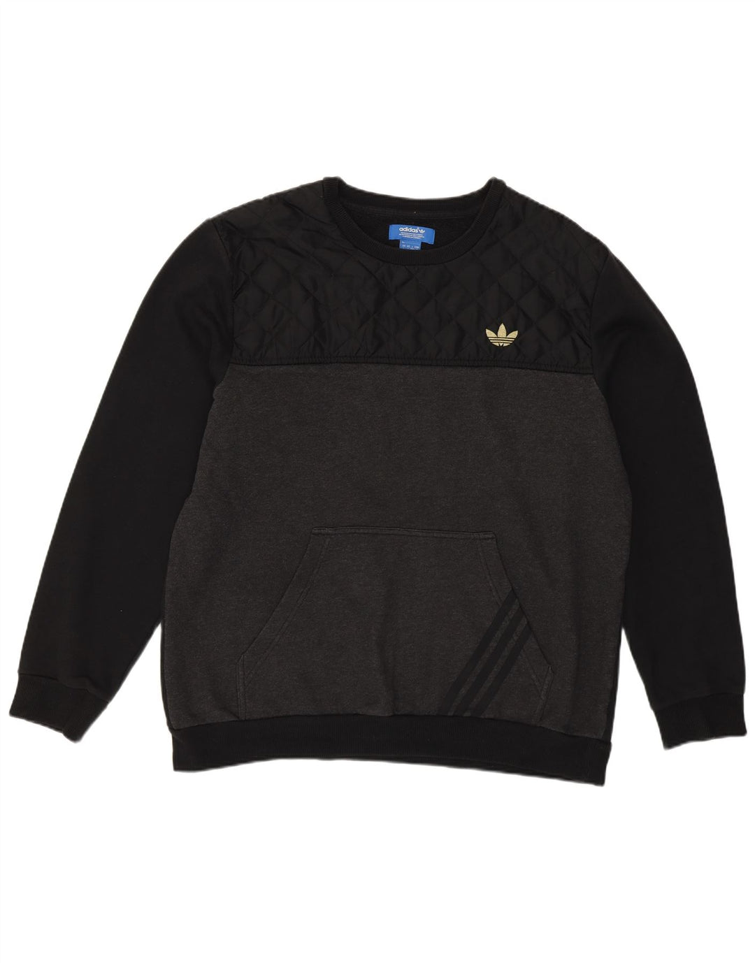Adidas Sweat-shirt pour homme en coton color block Noir Taille L