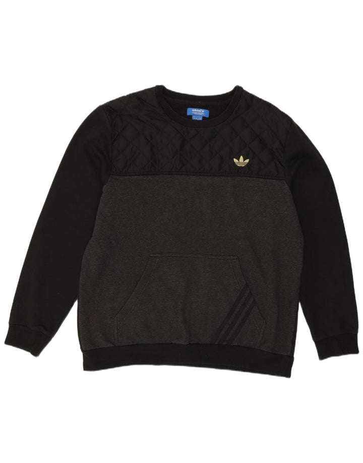 Adidas Sweat-shirt pour homme en coton color block Noir Taille L