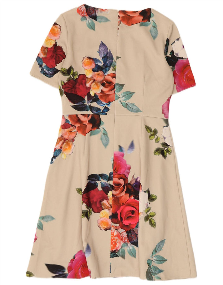 Phase Eight Robe trapèze pour femme UK 42 Medium Blanc cassé Floral Polyester