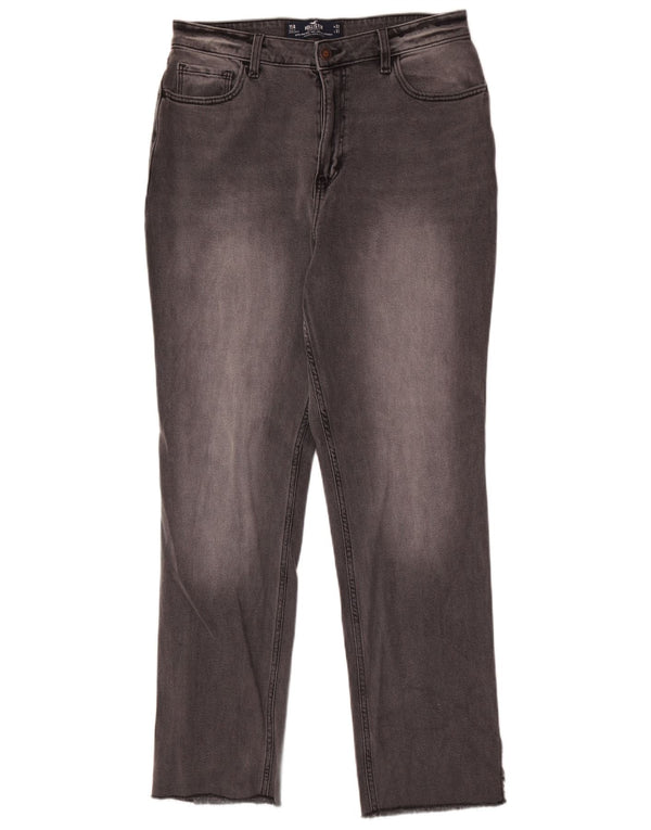 Hollister Jean droit taille haute pour femme US 15 XL W32 L31 Gris Coton