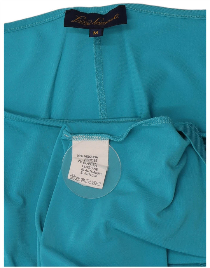 Luisa Spagnoli Chemisier à manches 3/4 pour femme UK 12 Bleu moyen Viscose