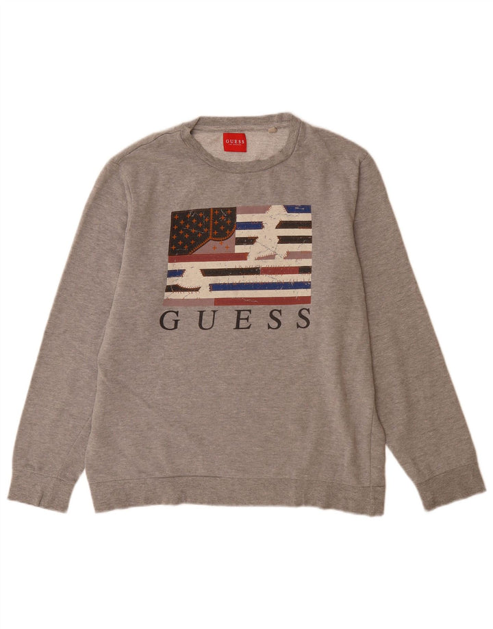 Guess Sweat-shirt graphique pour homme UK 40 Gris moyen Coton