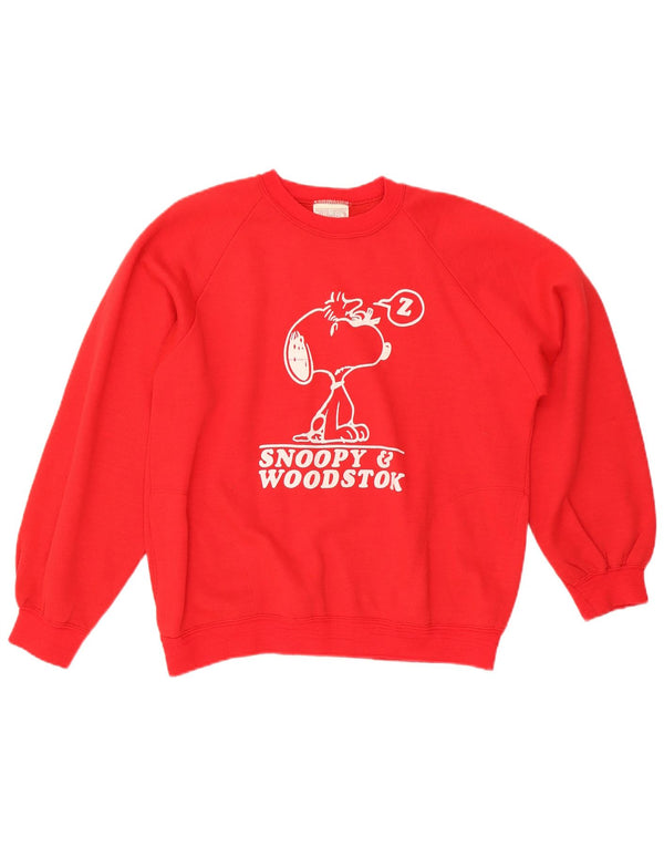 Vintage Womens Snoopy & Woodstok Graphic Sweatshirt Jumper UK 16 Large Red