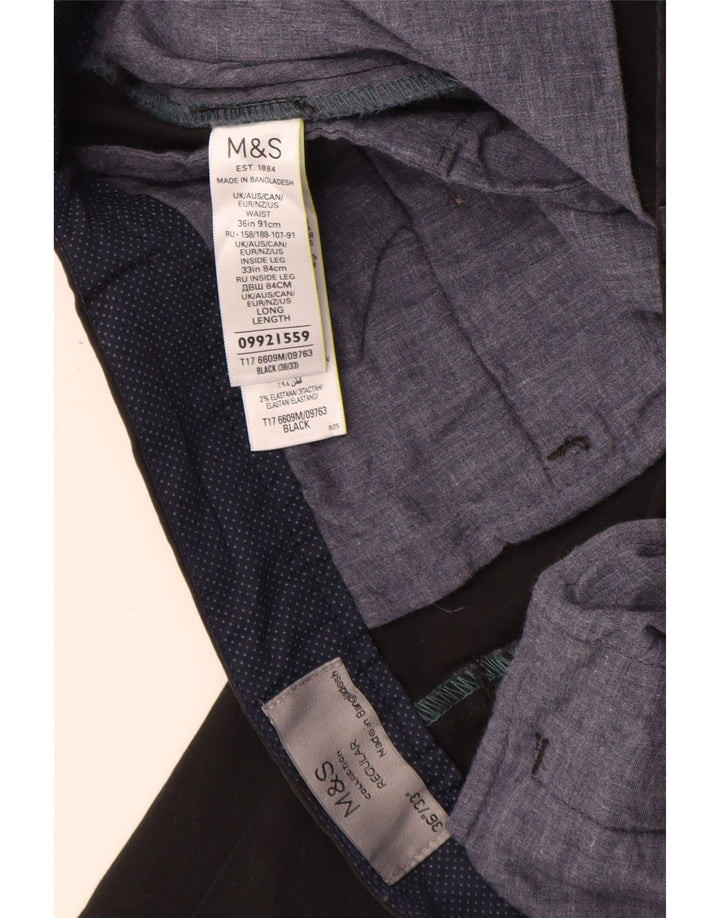 MARKS & SPENCER Pantalon Chino Coupe Regular Homme W36 L33 Coton Noir