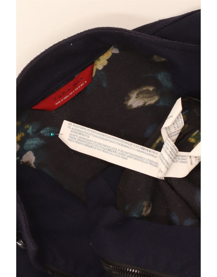 ZARA Veste Bomber Homme UK 38 Medium Bleu Marine Polyester