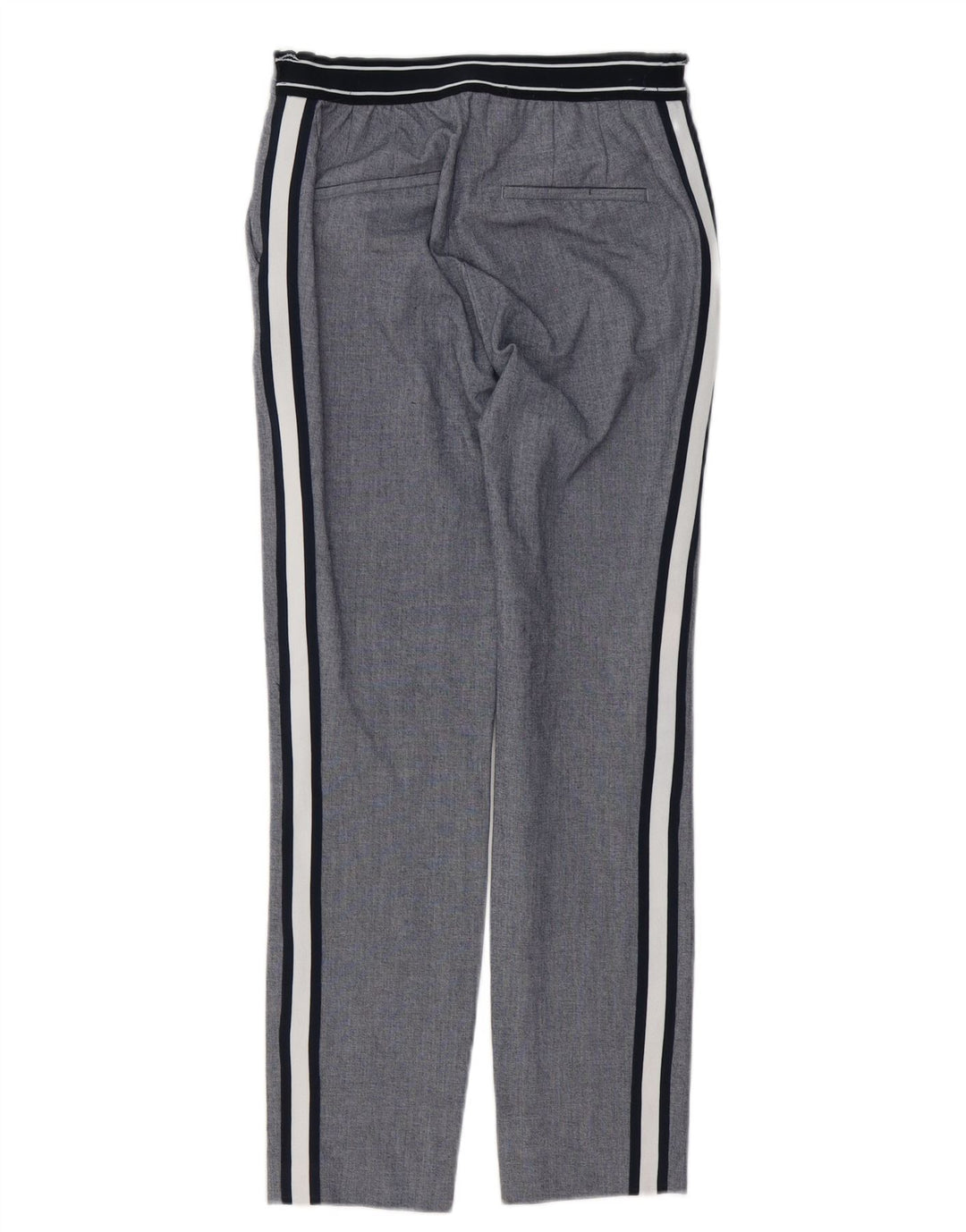 Zara Pantalon Chino Slim Femme Petit W26 L27 Gris Rayé Polyester