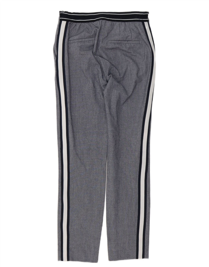 Zara Pantalon Chino Slim Femme Petit W26 L27 Gris Rayé Polyester