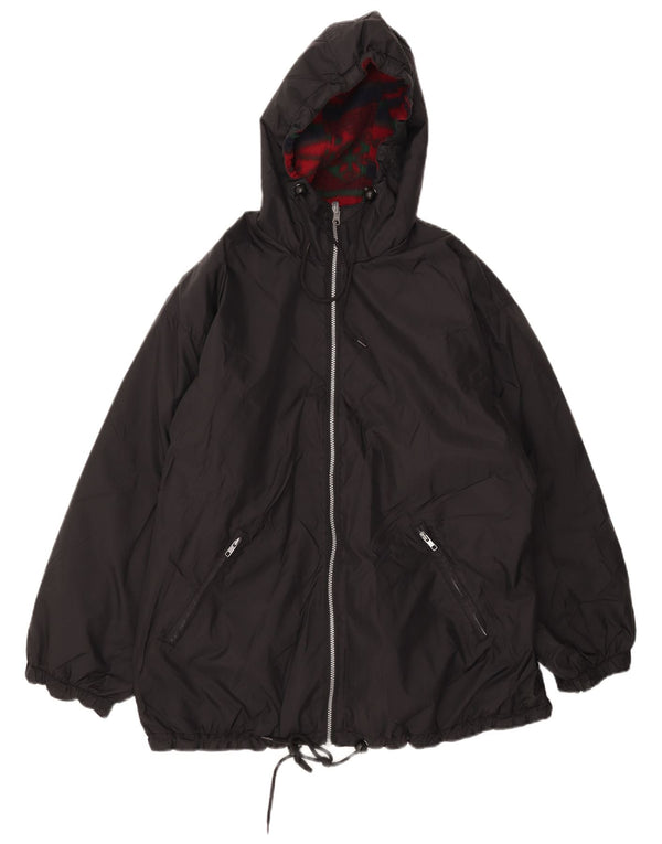 vintage Femmes À Capuchon Surdimensionné Veste Réversible UK 18 XL Nylon Noir