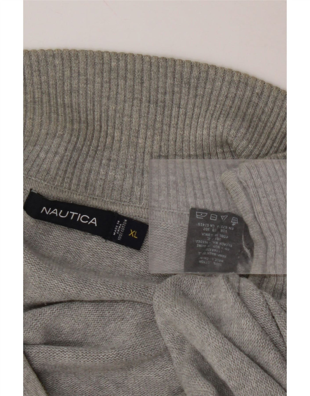 NAUTICA Pull col zippé pour homme XL Gris Argyle/Diamant Coton
