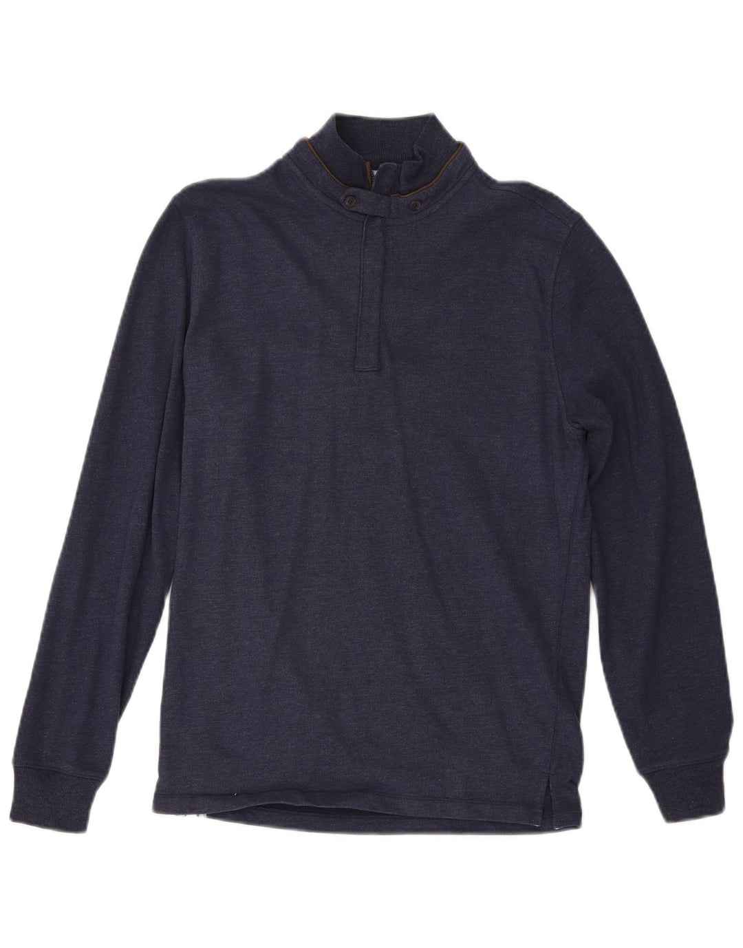 MASSIMO DUTTI Haut col zippé à manches longues pour homme en coton bleu marine moyen