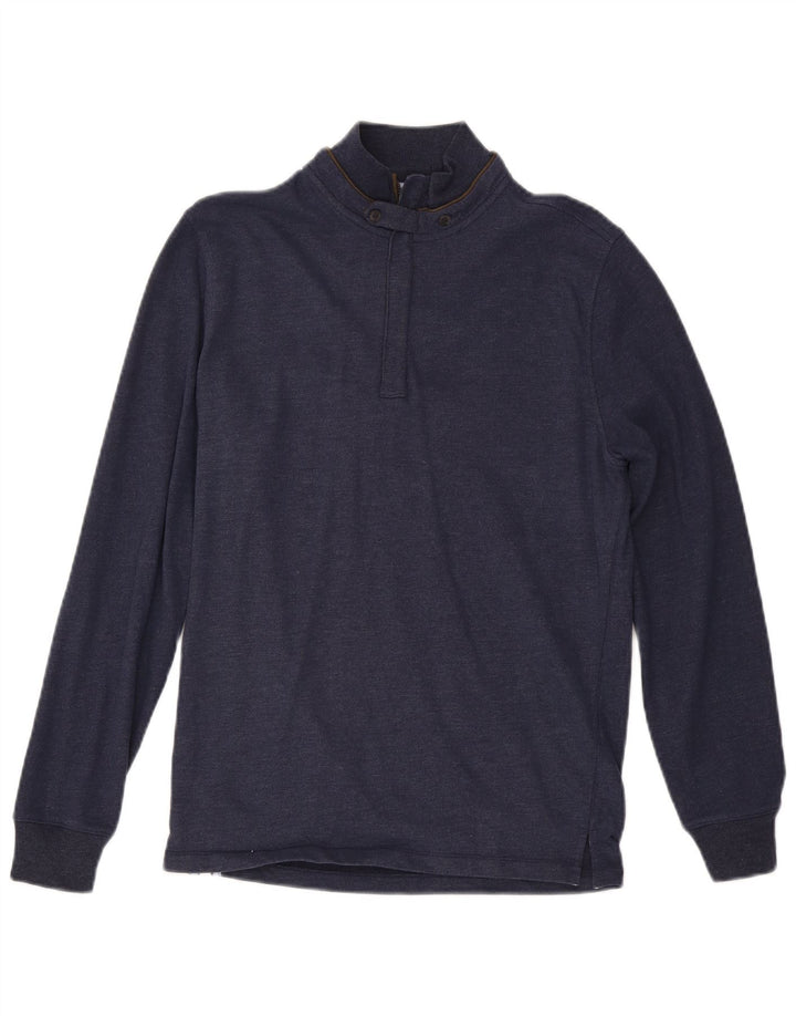 MASSIMO DUTTI Haut col zippé à manches longues pour homme en coton bleu marine moyen