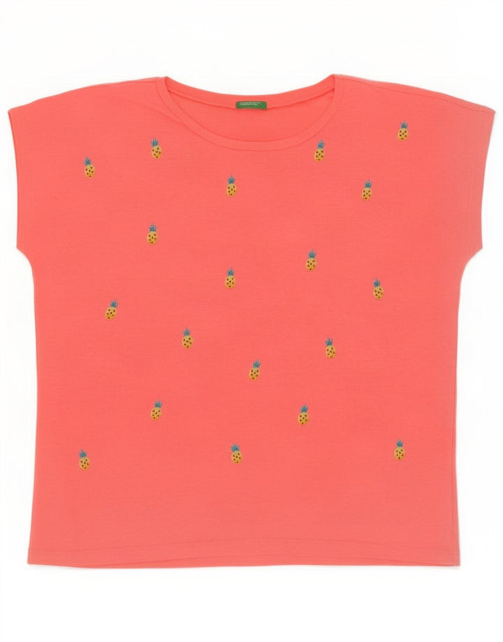 Benetton T-Shirt Graphique Femme UK 14 Rose Moyen
