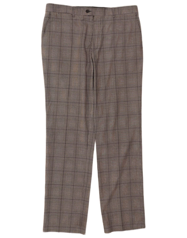 Zara Pantalon de costume droit pour homme EU 46 XL W36 L33 Gris à carreaux