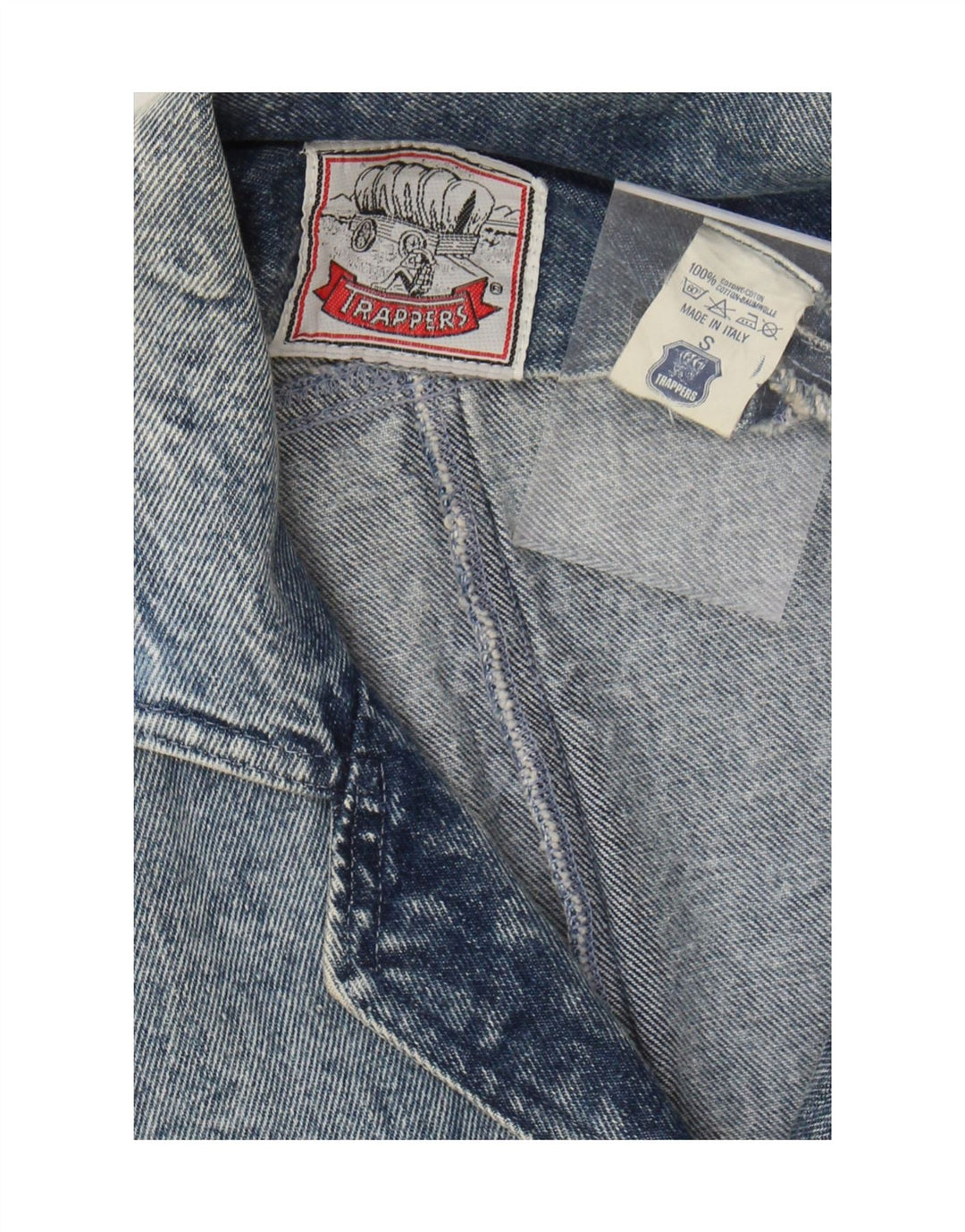 veste en denim crop femme vintage UK 10 petit coton bleu