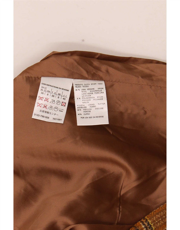Max Mara Veste blazer week-end à 2 boutons pour femme UK 8 en laine à carreaux marron