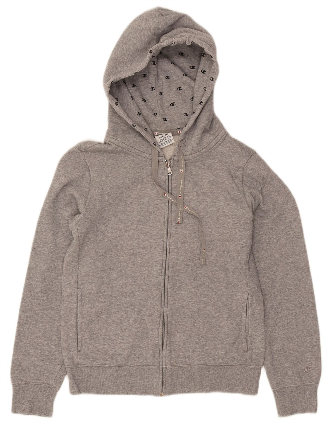 CHAMPION Pull à capuche zippé pour femme UK 12 Coton moucheté gris moyen