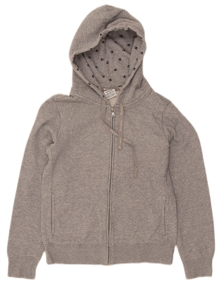 CHAMPION Pull à capuche zippé pour femme UK 12 Coton moucheté gris moyen
