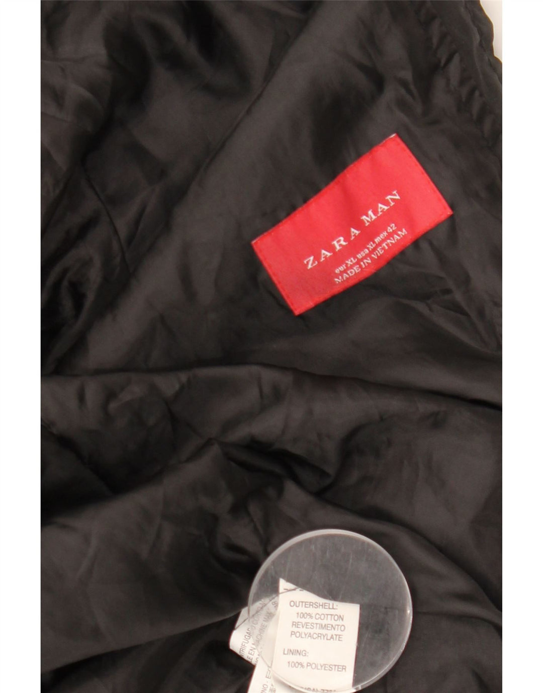 ZARA Veste Militaire Homme UK 42 XL Coton Noir