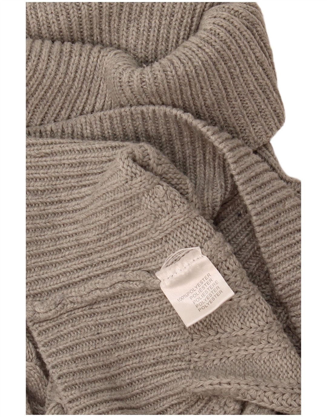 vintage Femmes Roll Neck Jumper Pull UK 12 Polyester Gris Moyen