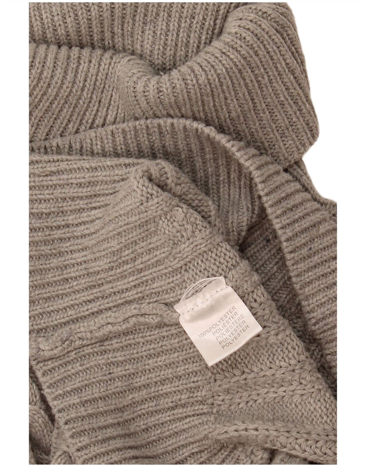 vintage Femmes Roll Neck Jumper Pull UK 12 Polyester Gris Moyen
