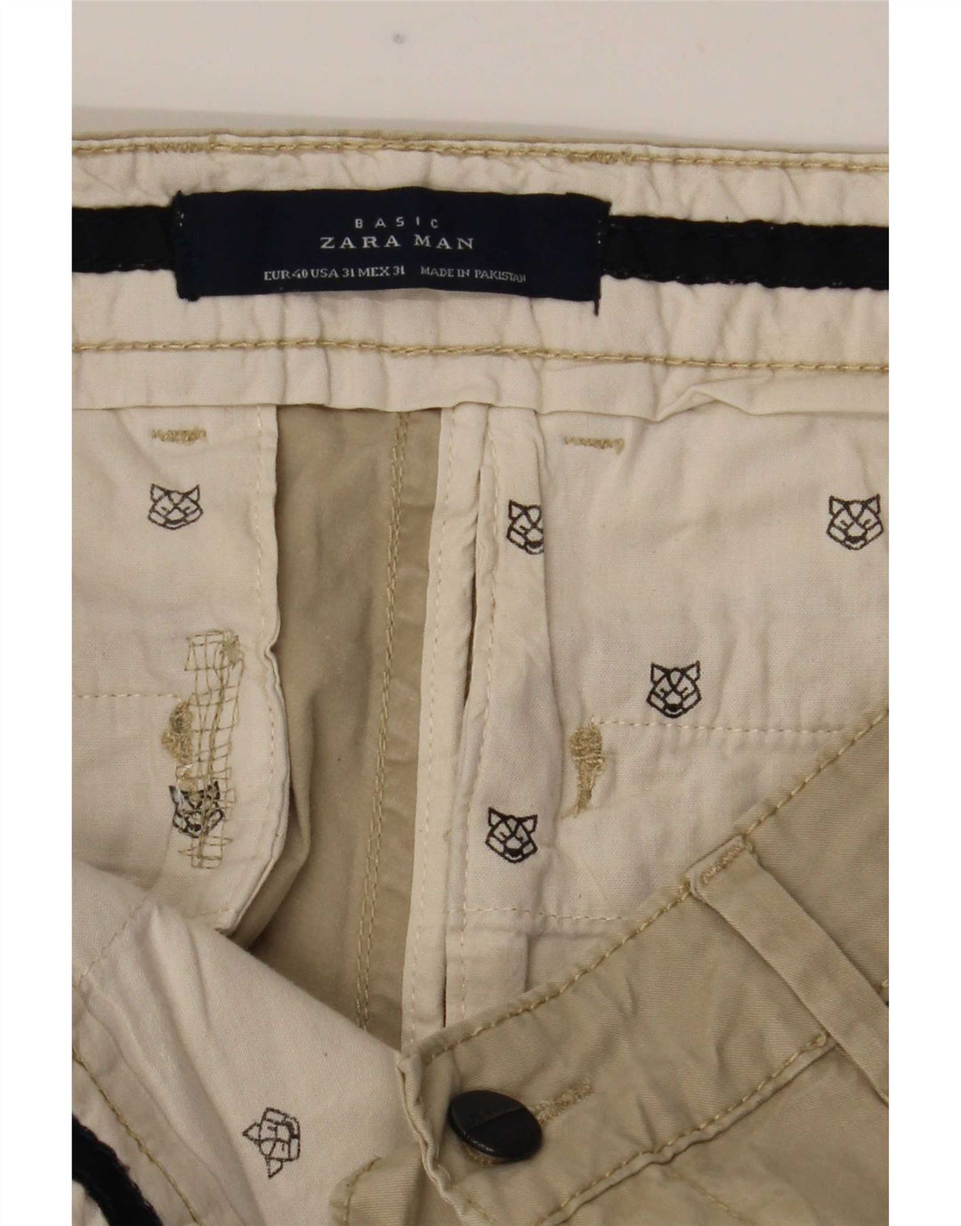 Zara Pantalon Chino Slim Homme EU 40 Moyen W34 L32 Beige