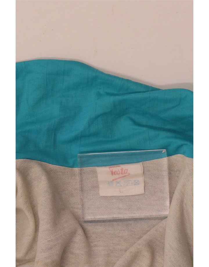 vintage Mens Survêtement Top Veste Grand Bleu Marine Colourblock