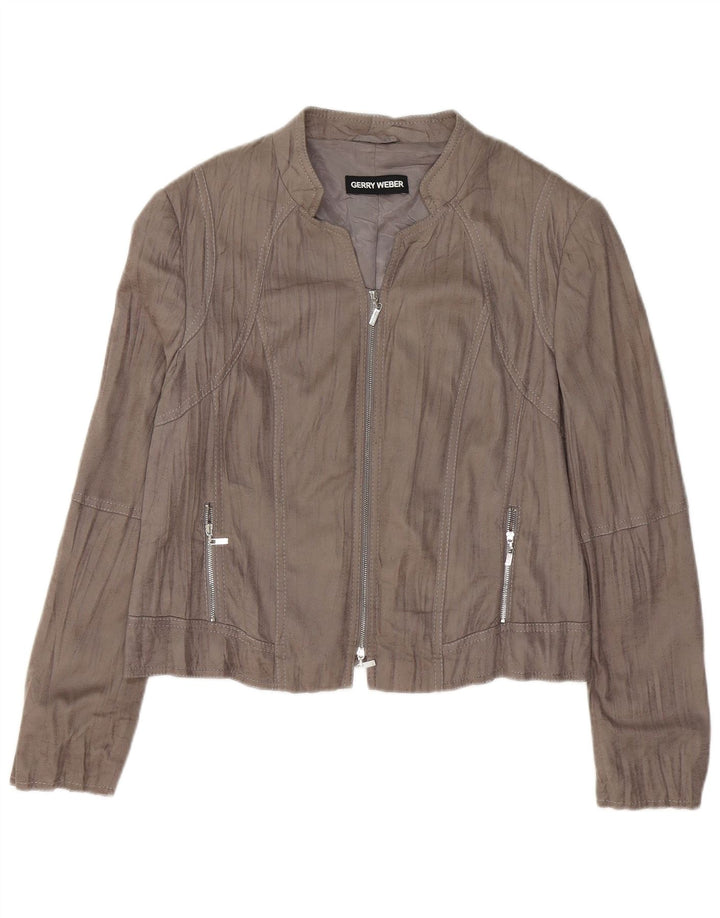 GERRY WEBER Womens Bomber Jacket UK 14 Medium  Grey Acetate
