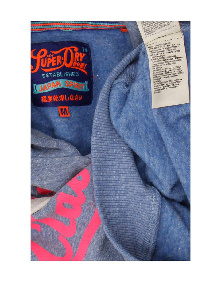 Superdry Pull à capuche graphique pour femme UK 12 Bleu moyen Polyester
