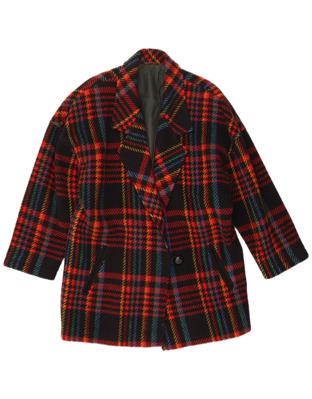 vintage Femme 1 Bouton Blazer Veste IT 46 Grand Carreau Multicolore