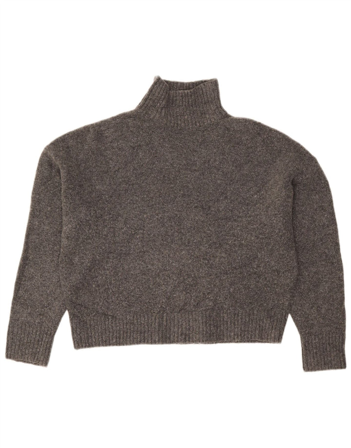 Zara Pull court surdimensionné à col roulé pour femme UK 10 Petit Gris