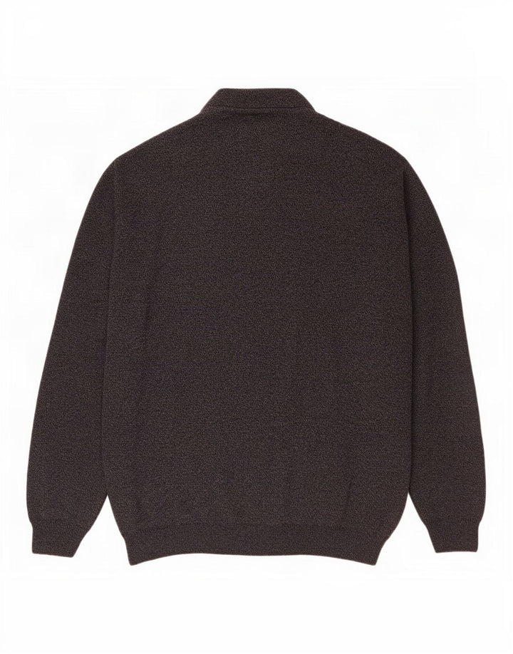Rodes Pull à col polo pour homme en laine rayée bleu marine