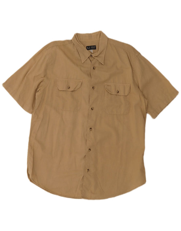 Armani Jeans Chemise à Manches Courtes Homme XL Coton Beige