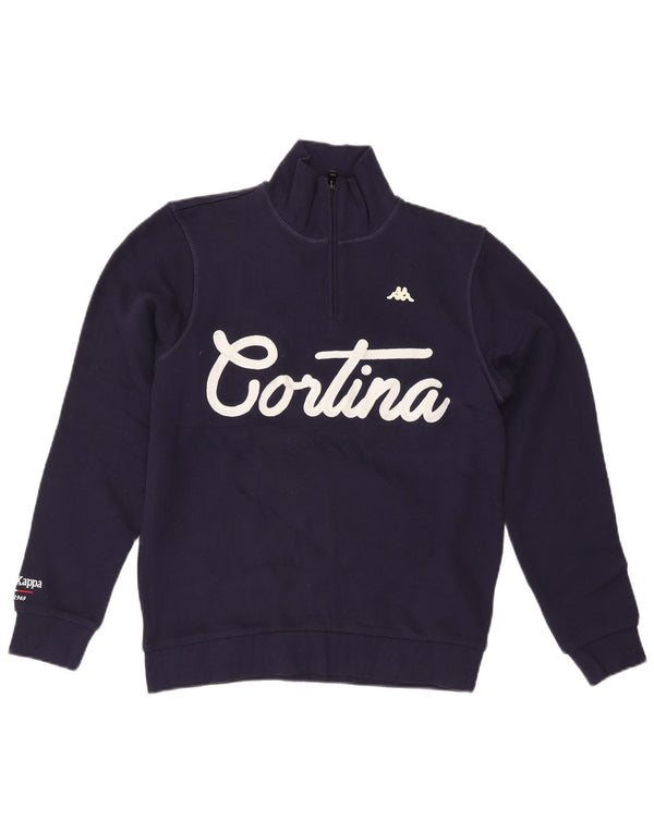 Kappa Sweat-Shirt Graphique à Col Zippé Homme Bleu Marine Moyen Coton