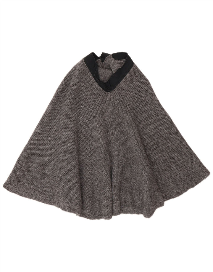 vintage Femme Poncho Jumper UK 10 Petite laine d’alpaga gris