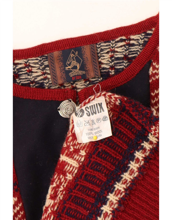 Sondre Pull à col rond pour homme en laine Fair Isle rouge