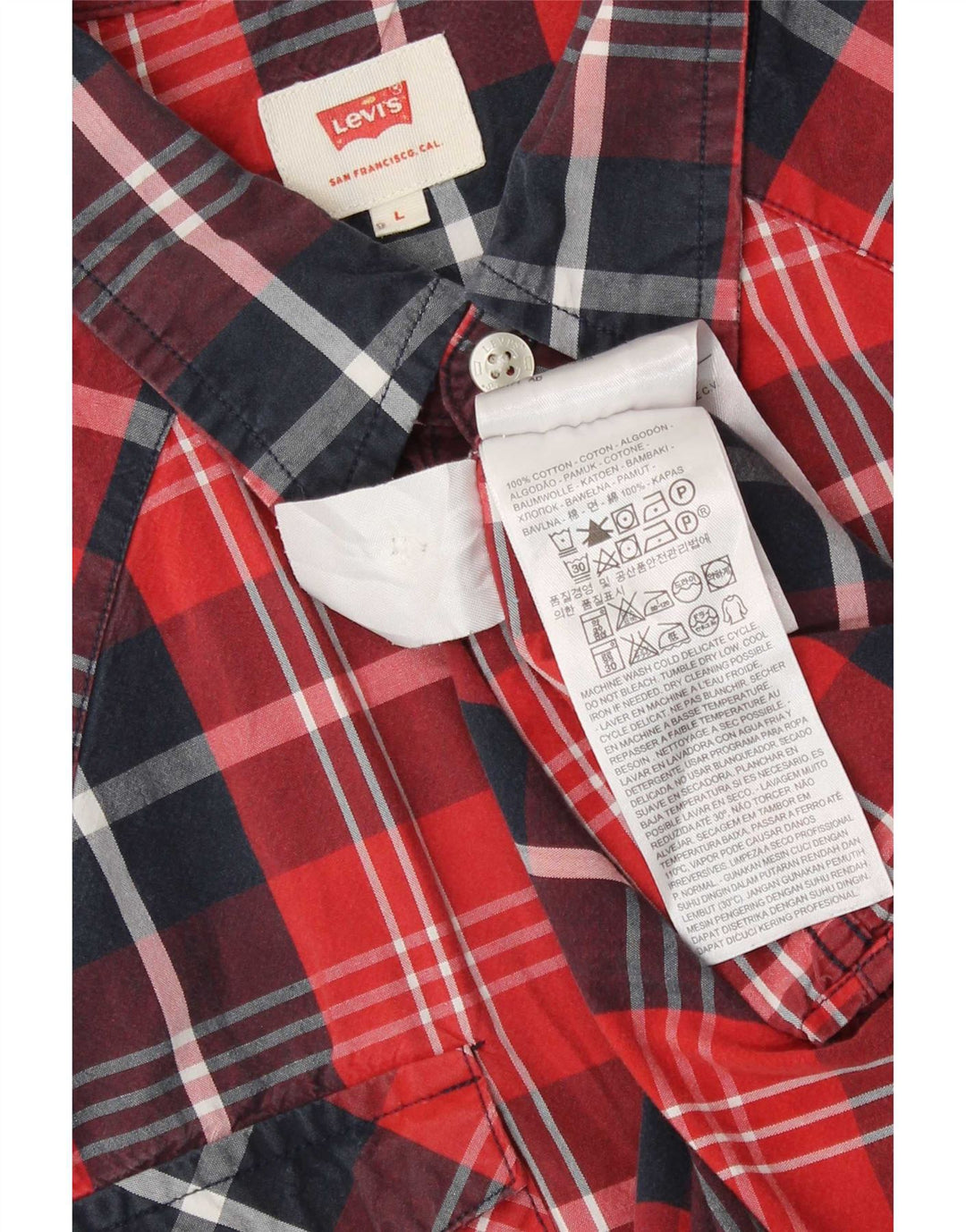 Levi's Chemise à Manches Courtes Homme Grand Carreau Rouge Coton