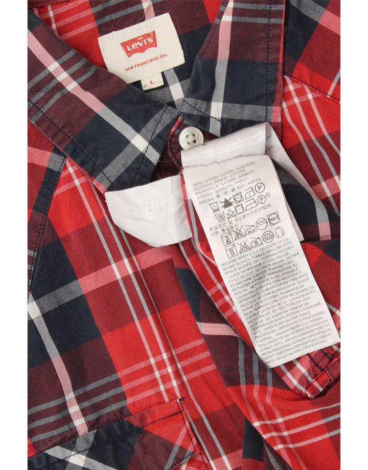 Levi's Chemise à Manches Courtes Homme Grand Carreau Rouge Coton