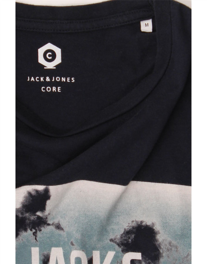 JACK & JONES Mens Graphic T-Shirt Top Medium Navy Blue Cotton Vintage Jack & Jones and Second-Hand Jack & Jones from Messina Hembry 