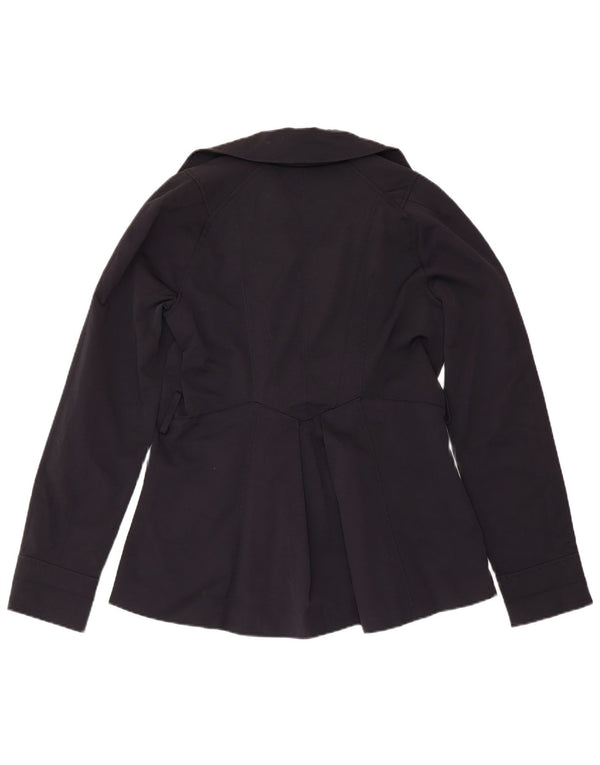 ZARA Femme Caban UK 12 Moyen Bleu Marine Coton