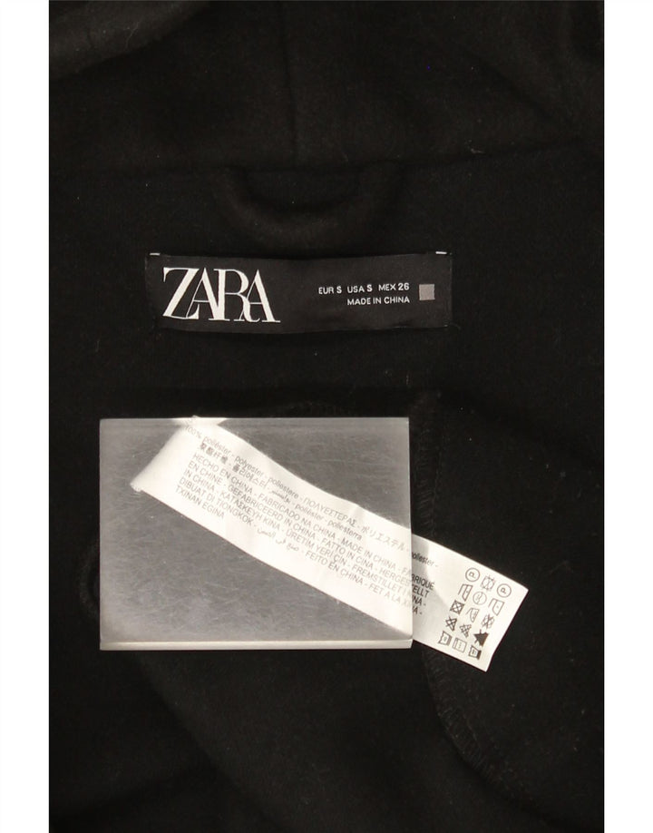Zara Manteau surdimensionné à capuche pour femme UK 10 Small Noir Polyester